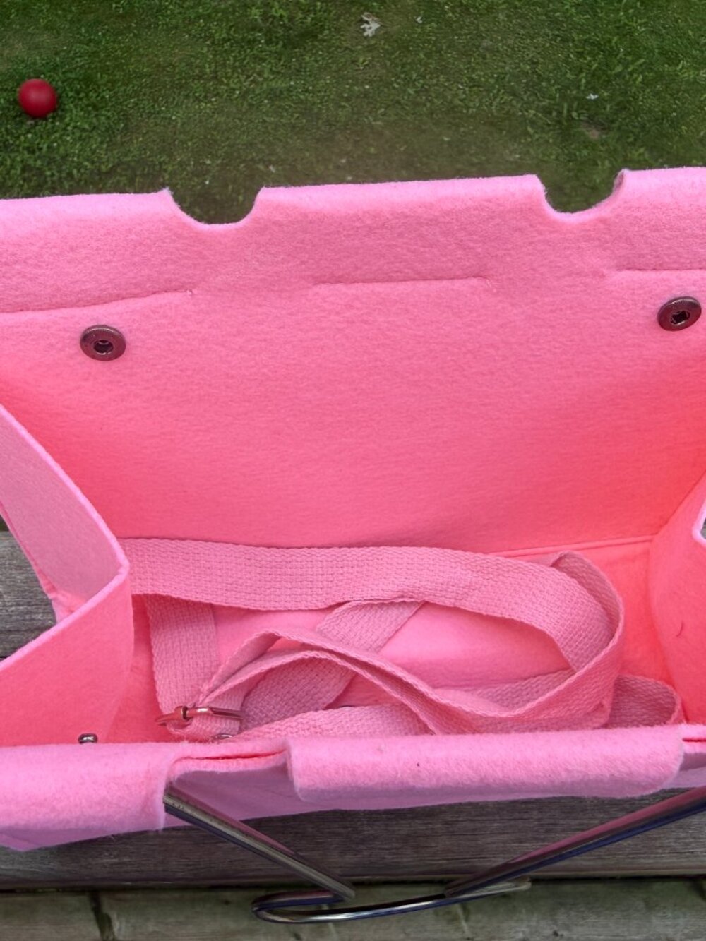 NEW Pink Quirky Binder Clip Shaped Felt Tote Bag Crossbody/Handbag/Purse - Picture 6 of 7